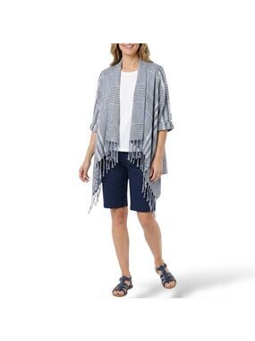 CALIFORNIA MOONRISE 100% Cotton Lightweight Plaid Poncho / Cardigan / Wrap Sz S